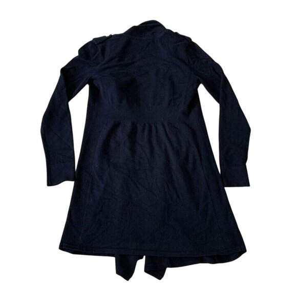 White House Black Market Duster Sweater Women’s Size XXS Black Open Front Rayon - Picture 5 of 5